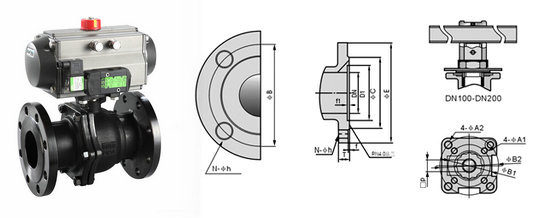 氣動鑄鋼球閥結構圖